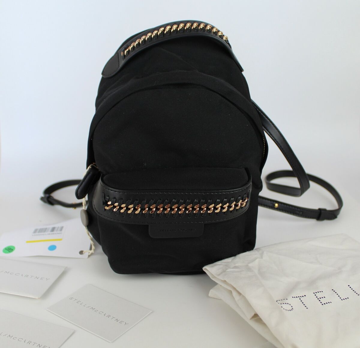 NEW STELLA MCCARTNEY Falabella Go Backpack Mini Bag, Black NEW STELLA MCCARTNEY Falabella Go Backpack Mini Bag, Black
