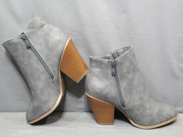 JOURNEE COLLECTION womens zip side block heel VALLEY ankle boot SZ 8.5M gray NEW ZV11628