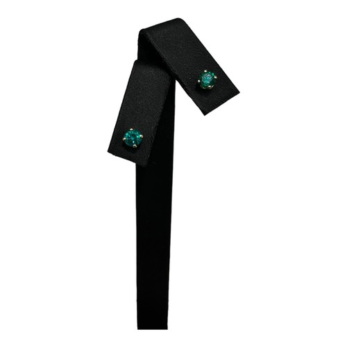 9ct 9K Yellow Gold Created Green Emerald Stud Earrings. Brand New - Picture 2 of 8