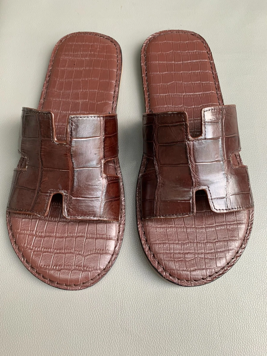 Hermes Slides Men Handmade - Leather Sandals