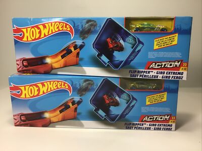 Lot 2 Sets Hot Wheels Action Track w/Cars. Flip Ripper.