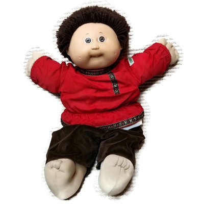 Vintage Cabbage Patch Kids Doll Boy Brown Hair Eyes Dimples Tooth