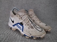 Nike Alpha Menace 3 Shark White & Blue Size YOUTH 5 Football Cleats CV0582-101
