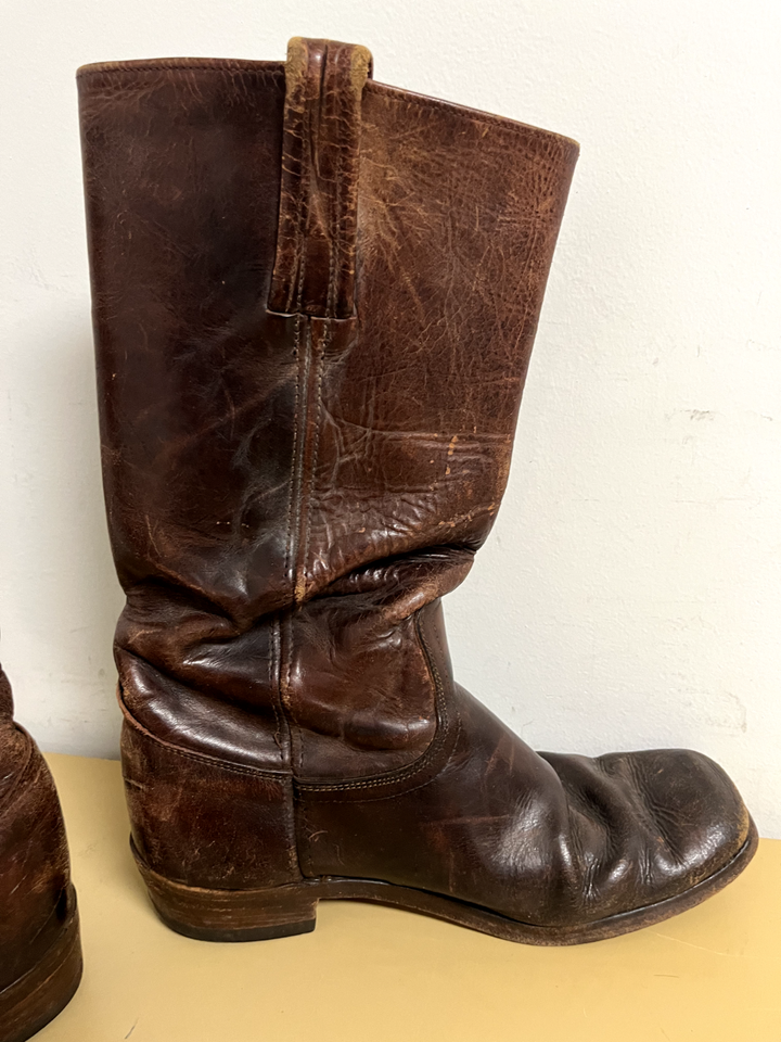 FRYE Campus Vintage Brown Leather Boots, Womens Size US 9 R, Made in