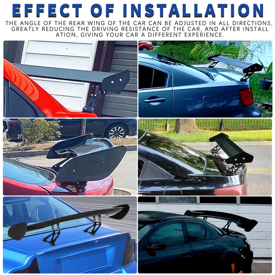 For Mazda RX-8 2004-2011 Matte Black GT Style Rear Trunk Wing Spoiler Adjustable - Image 4 of 4