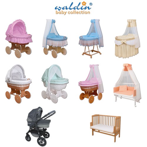 WALDIN Baby Bollerwagen,Stubenwagen,komplett mit Zubehör,XXL NEU !!! Rosa/Weiß - Bild 3 von 3