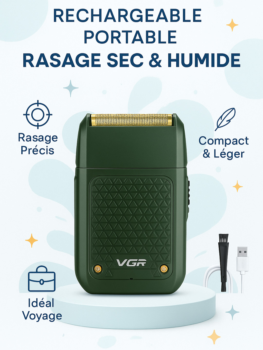 Mini rasoir électrique de voyage pour un rasage de barbe rapide en déplacement