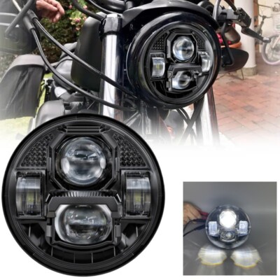 E24 5,75 Zoll LED Rund Hi/Lo Haupt Scheinwerfer Projektor für Harley Indian