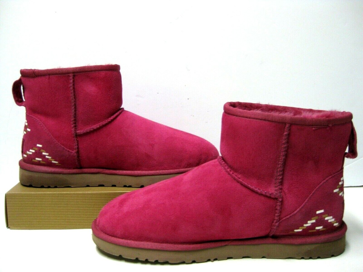 UGG CLASSIC MINI RUSTIC WEAVE WOMEN BOOTS RED VIOLET US 9 UGG CLASSIC MINI RUSTIC WEAVE WOMEN BOOTS RED VIOLET US 9