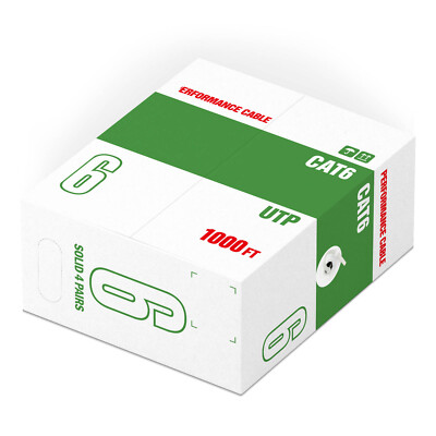 1000ft Cat6 Ethernet Cable 23AWG CCA UTP 550MHZ Network Bulk Wire Lan
