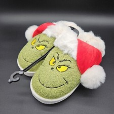 American Eagle Grinch Womens 10 Scuff Slippers Christmas Slip-On Shoe Faux Fur