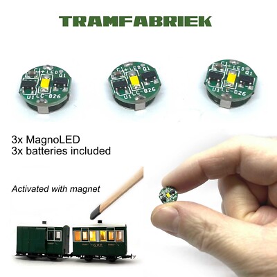 Tramfabriek MagnoLED - 3x magnetaktivierte Einzel-LED mit Akku. Tiny!