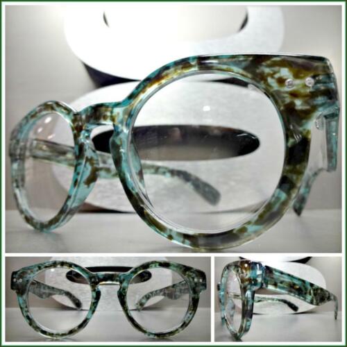 Men CLASSIC RETRO Style Clear Lens EYE GLASSES Rare Green Tortoise Fashion Frame - Picture 1 of 7
