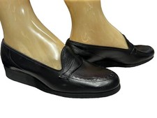 NOS 6.5 VTG 70s Loafer Shoes Suburban Lounger by Scholl Black Leather Rockabilly