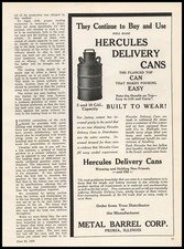 Pubblicità 1928 Metal Barrel Corp. Peoria Illinois Hercules consegna lattine stampa d'epoca