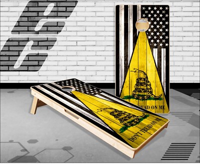 Don't Tread On Me Black Flag 2 Cornhole Boards Bean Bag Toss Game