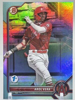 2022 Bowman 1st Edition Arol Vera Sky Blue Foil #BPPF-101 Los Angeles Angels