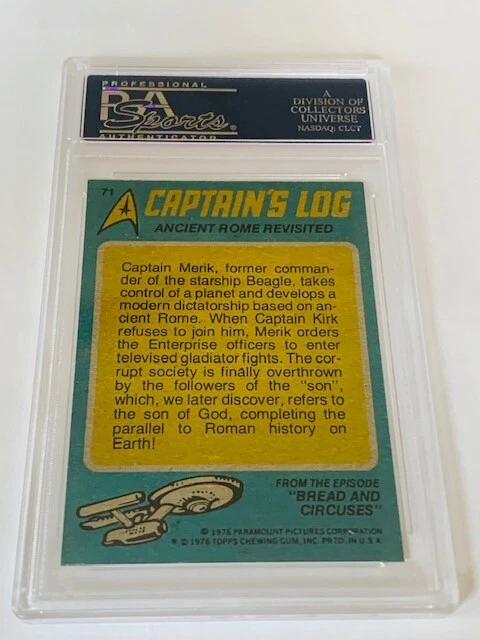 Коллекционная карточка Star Trek Captains Log 1976 Topps PSA 8 Ancient Rome No71 Mccoy Kirk - Изображение 3 из 3