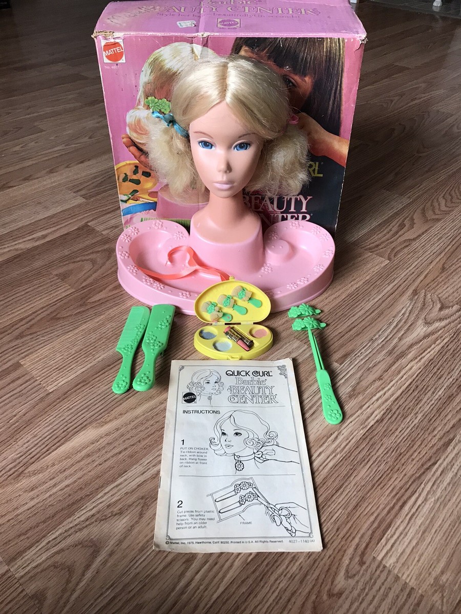 Vintage 1975 Barbie Quick Curl Doll Head + Accessories In