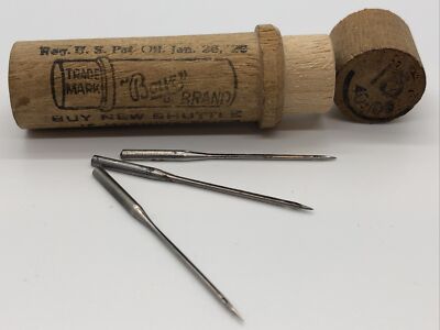 Boye Vintage Shuttle Needles #16 40-100 (3) Needles in Wooden Tube. USA