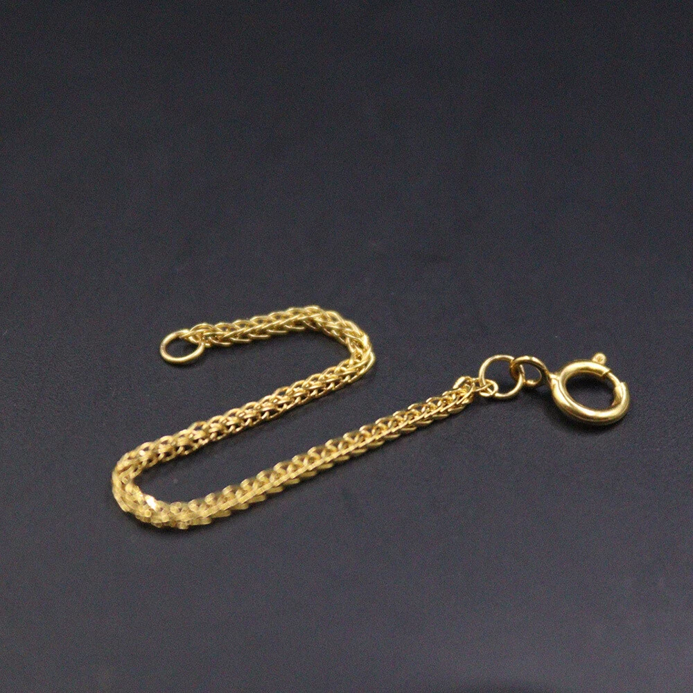 Real 18K Yellow Gold Wheat Extender Chain For Necklace And Bracelet 2.75inch