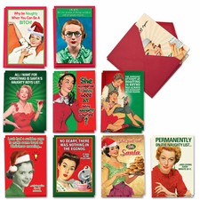 20 Asst'd Set Funny Christmas Cards with Envelopes 10 Designs Naughty is Nice