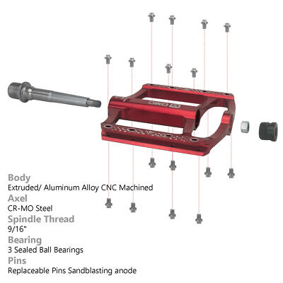 OMC - Pedali per mountain bike, 3 cuscinetti, antiscivolo