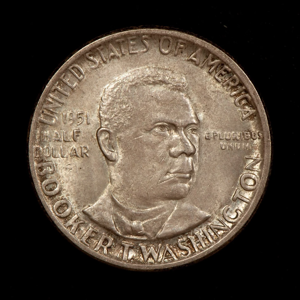 1951 50c BTW Booker T Washington Commemorative Silver Half Dollar - SKU-C1206 - Image 3 of 4