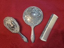 Vintage Silverplate Vanity Set Mirror Brush Comb Vitorian Style