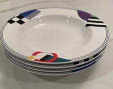 (4) Tazones de sopa grandes Mikasa High Spirits Máxima cak12 Japón Fine China 9 1/4"