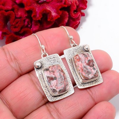 Asteroid Jasper - Madagascar 925 Sterling Silver Handmade Earring 1.64'' E102735