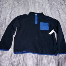 Old Navy Kids XL Fleece Pullover Pocket 1/4 Button Up Navy Blue