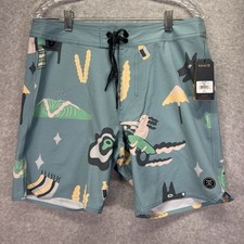Roark Board Shorts Mens 32 Green Passage Viaje Swim Trunks 18" Outseam