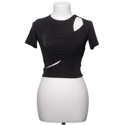 Amisu, Crop Top, Größe: S, Schwarz, Elasthan/Polyester, Einfarbig, Damen #vFK