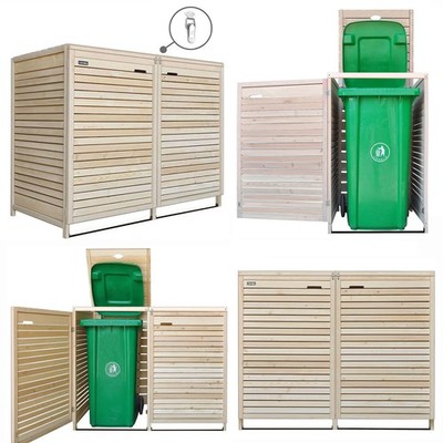 Mülltonnenbox Mülltonnenverkleidung aus Holz bis 240L  Modell ADRIA in natur