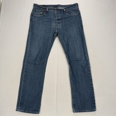 Levi s 501 Herren Jeans Blau Regular Straight Denim Light W34 L32 Knopf