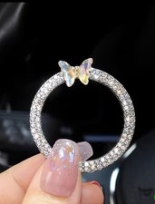 Bling Car Engine Start Button Cover,Butterfly Crystal Rhinestone Push White