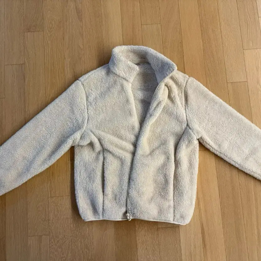 Spao White Fleece Basic Pullover Zip-up Jacket - image 2