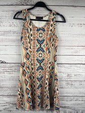 Karen Kane Dress Womens Small Multicolor Aztec Print Sleeveless Fit Flare Knit