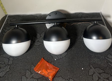 Modern 3-Light Black Vanity Light   Frosted Glass Globe Shades, 24  Bathroom