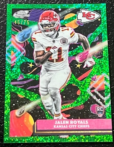 2025 Topps Cosmic Chrome JALEN ROYALS Green Space Dust Refractor /75 RC - Chiefs