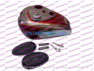 Ariel 500cc Red Hunter Stahl Benzintank Chrom Rot + Kappe Tap Badge kpad / FI...