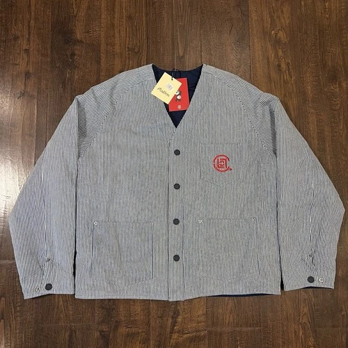 NEW Malbon Golf X CLOT Reversible Cardigan Jacket Navy/Hickory Stripe Size M - product listing photo