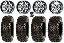 MSA Dark Tint Vibe 14" ATV Wheels 27" Rip Saw Tires Kawasaki Brute Force IRS