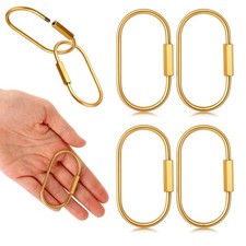 4 Pcs Brass Screw Lock Keychain, Durable Brass Screw Lock Clip Key Chain Ring...