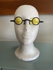 Hippie Steampunk Retro Round John Lennon Style Sunglasses Black Yellow Lens NEW