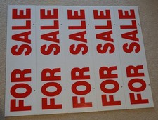 USED 5 Real Estate Rider Signs FOR SALE 6"x24" 2-Sided Corrugated Plastic Boards
