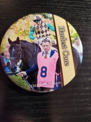 Closed Arlington Park Hardest Core Horse Racing Pinback Button approx. 2.25''