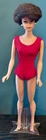 Mattel VINTAGE Brunette BUBBLE CUT BARBIE Doll w/Coral Lips & Red Swimsuit