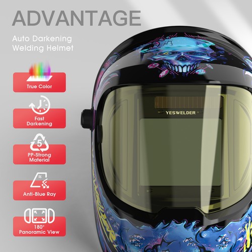 YESWELDER 4 Sensoren Solar Schweißhelm automatische Verdunkelung WIG/MIG/ARC/Schliff/Plasma - Bild 35 von 80